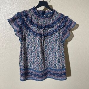 Sea New York Blue and Pink Patterned Blouse